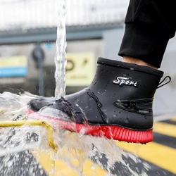 New Men's Fashion Non-Slip Rain Boots Outdoor Non-Slip Fishing Boots Kitchen Work Shoes Unisex Comfortable Waterproof Work Shoes