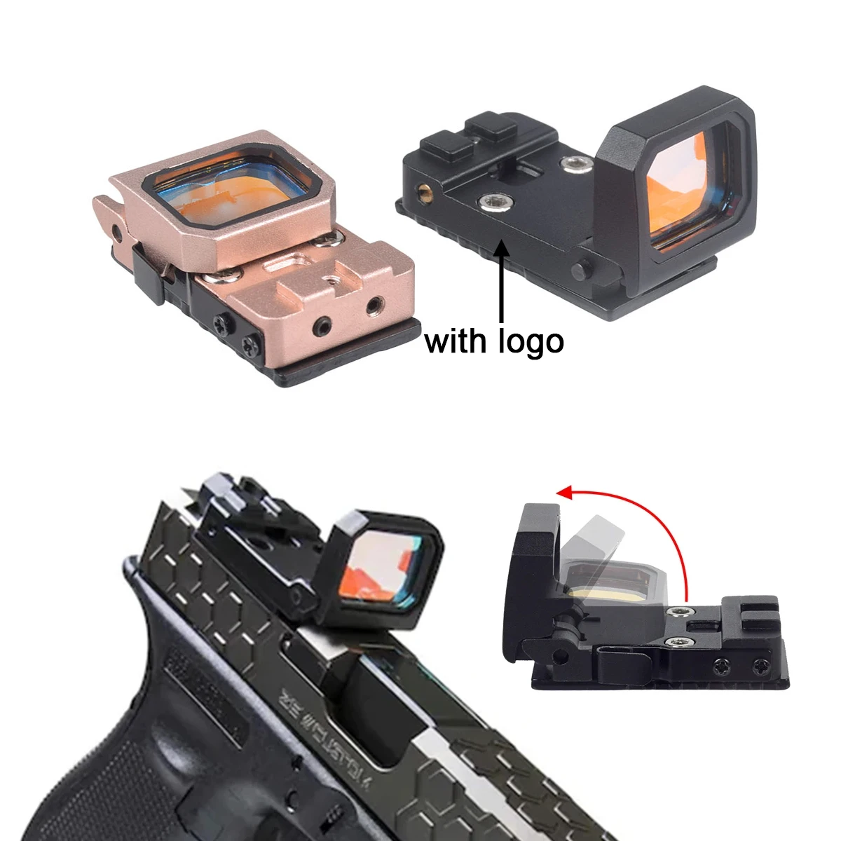 Mira táctica abatible con punto rojo de 3MOA, mira óptica réflex compacta para montaje G17 G19 MOS 1913, mira réflex óptica para caza.