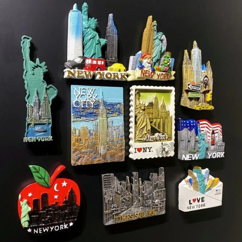 New York 3D Fridge Magnets US Tourism Souvenir Handicraft Resin Refrigerator Magnets Sticker Collection Home Decoration Gift