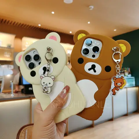 Bear Silicone Soft Cover Case For iPhone 17 17pro 17promax 16 15 14 13 12 11 Pro Max SE 6 7 8 Plus 4 4S 5 5S