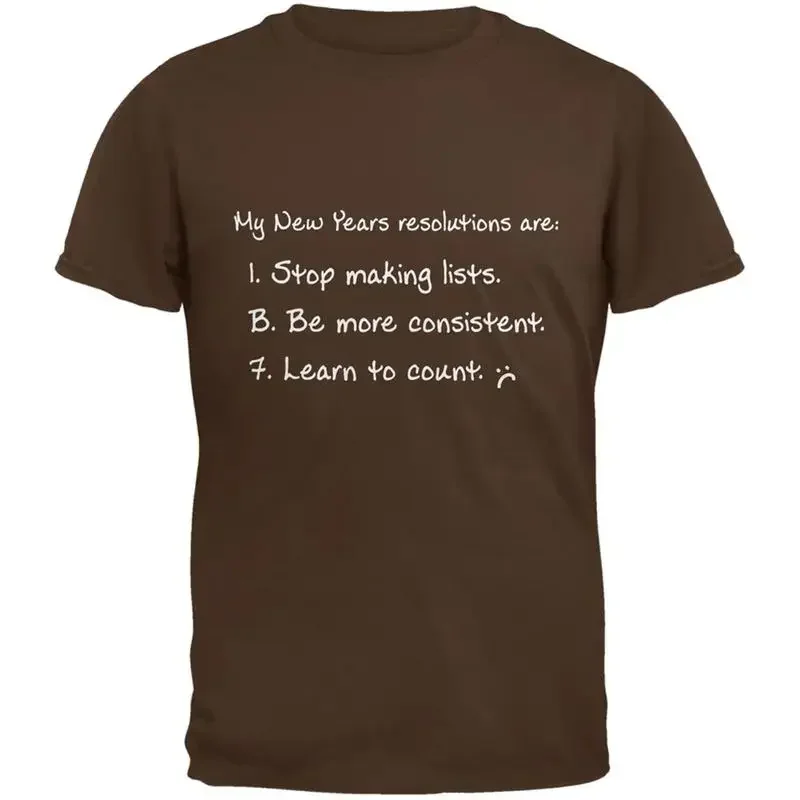 New Years Learn to Count Brown Adult T Shirt