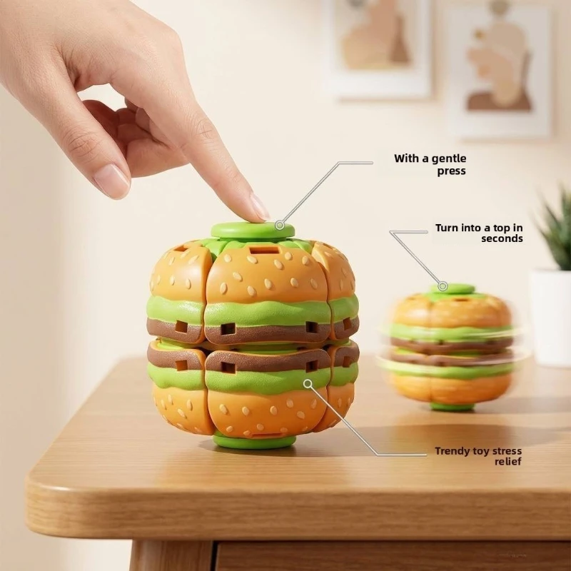 Press The Gyro Ball Decompression Toy The New and Strange Fingertip Gyro Tide Play Cross-border Burger Spinning Ball