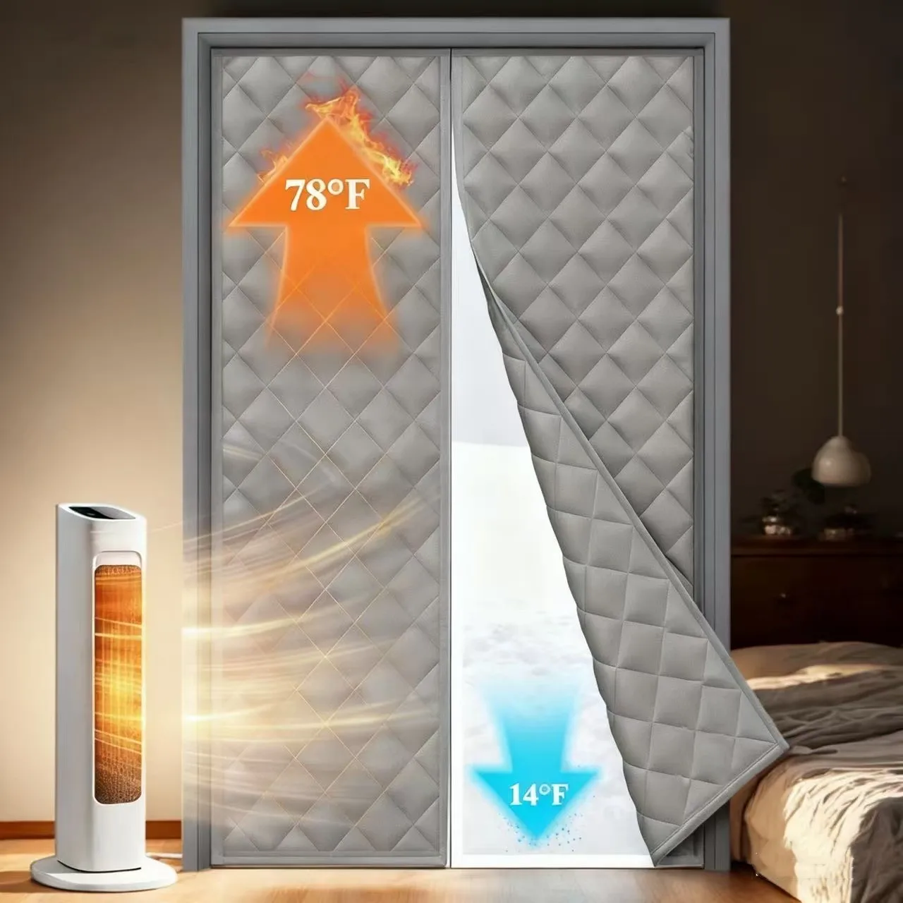

Waterproof Door Screen Coldproof Thicken Door Cutain with Cotton Warm Self-Closing Magnetic Screen Door in Winter for Household