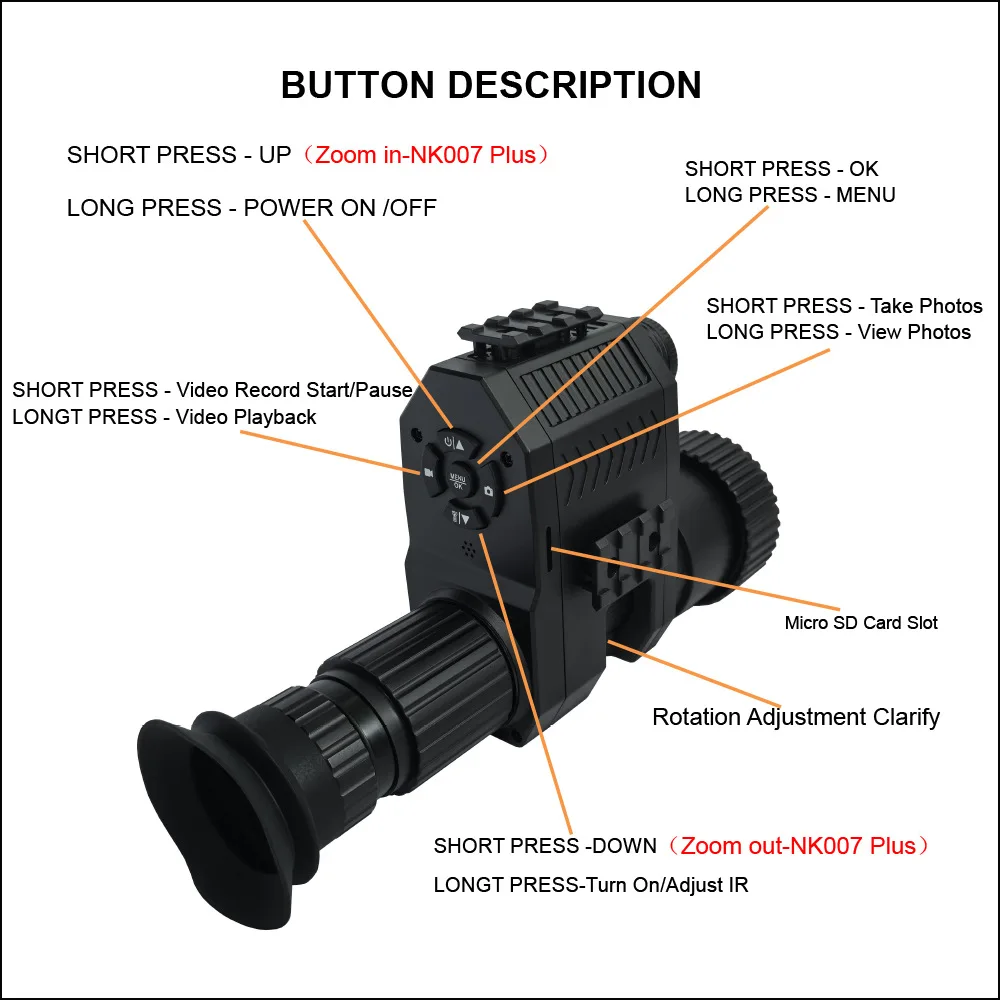 NK007 Digital Night Vision Monocular Telescope Low Light Night Vision Scope Outdoor Hunting Observation Device