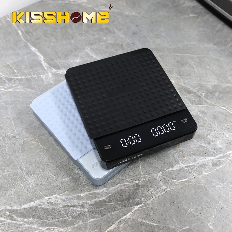 AliKisscafe Coffee Scale With Timer Digital Rechargeable 0.1g High Precision Barista Accessories Tools Kitchen Measuring Scales