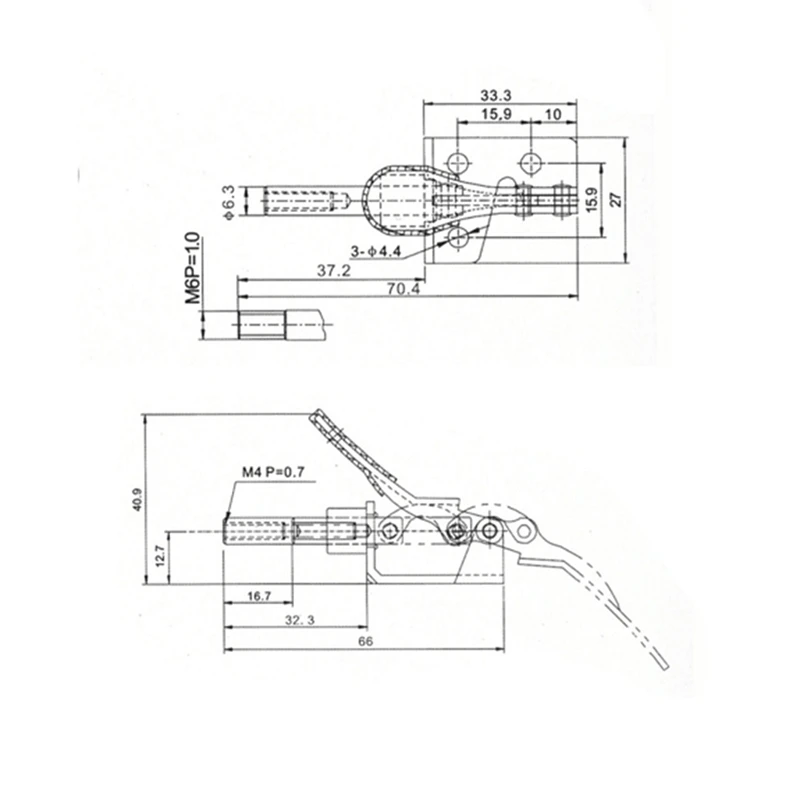 Abrazadera de palanca GH301A de 45Kg, acción de tracción de liberación rápida, abrazaderas de tipo Vertical/horizontal, barra en forma de U para carpintería, 8 Uds.