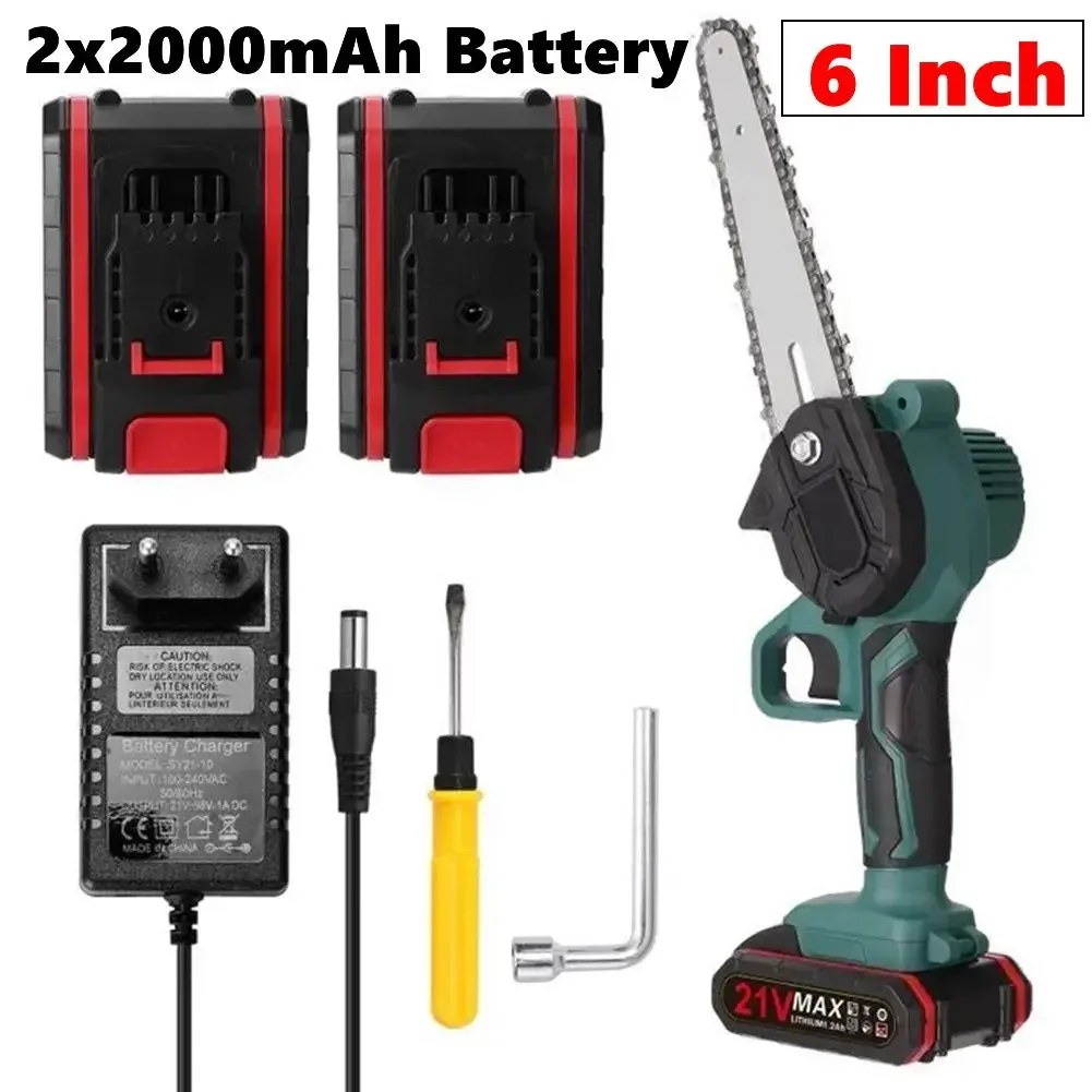 4In 1200W Electric Chain Saw With Battery One-handed Pruning ChainSaw Cordless Garden Logging Saw Woodworking Cutter Power Tools