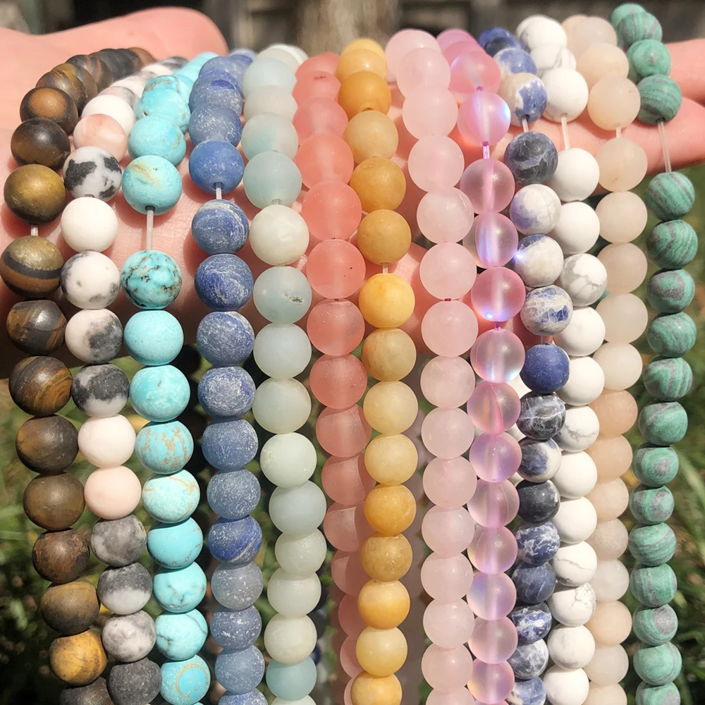 Natural Stone Matte Amazonite Round Beads for Jewelry Making
