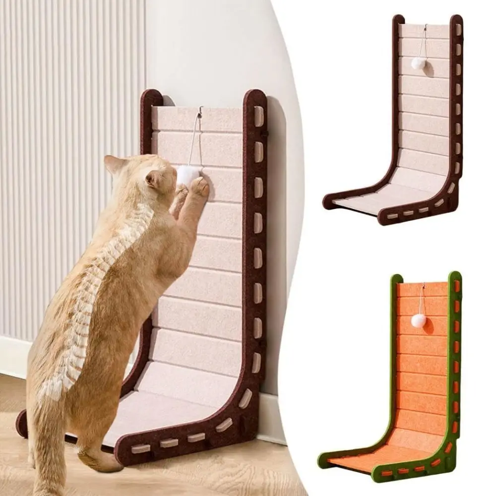 Vertikales L-förmiges Katzen-Kratzboard, kratzfest, kein Fellverlust, Katzen-Klettergerüst mit Ball, Filz-Kratzbaum, Haustiergeschenke