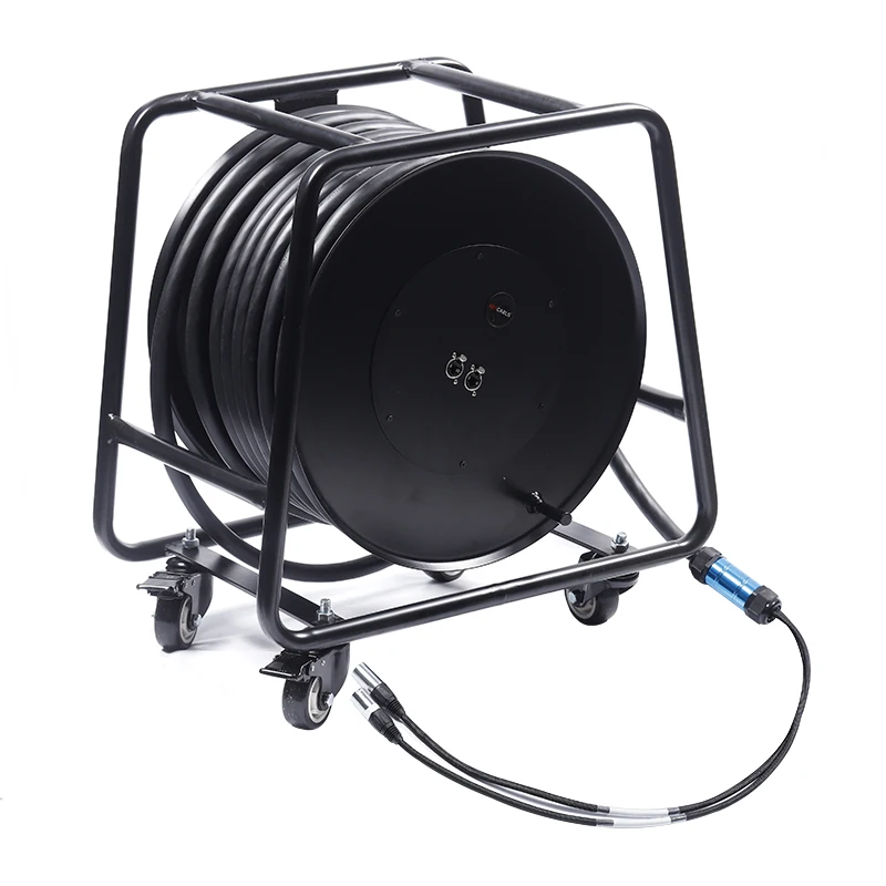OEM Professional 2 Channels RJ45 Cat6 Shield Ethernet Network Snake Cable With Cable Reel Drum for Display Screen