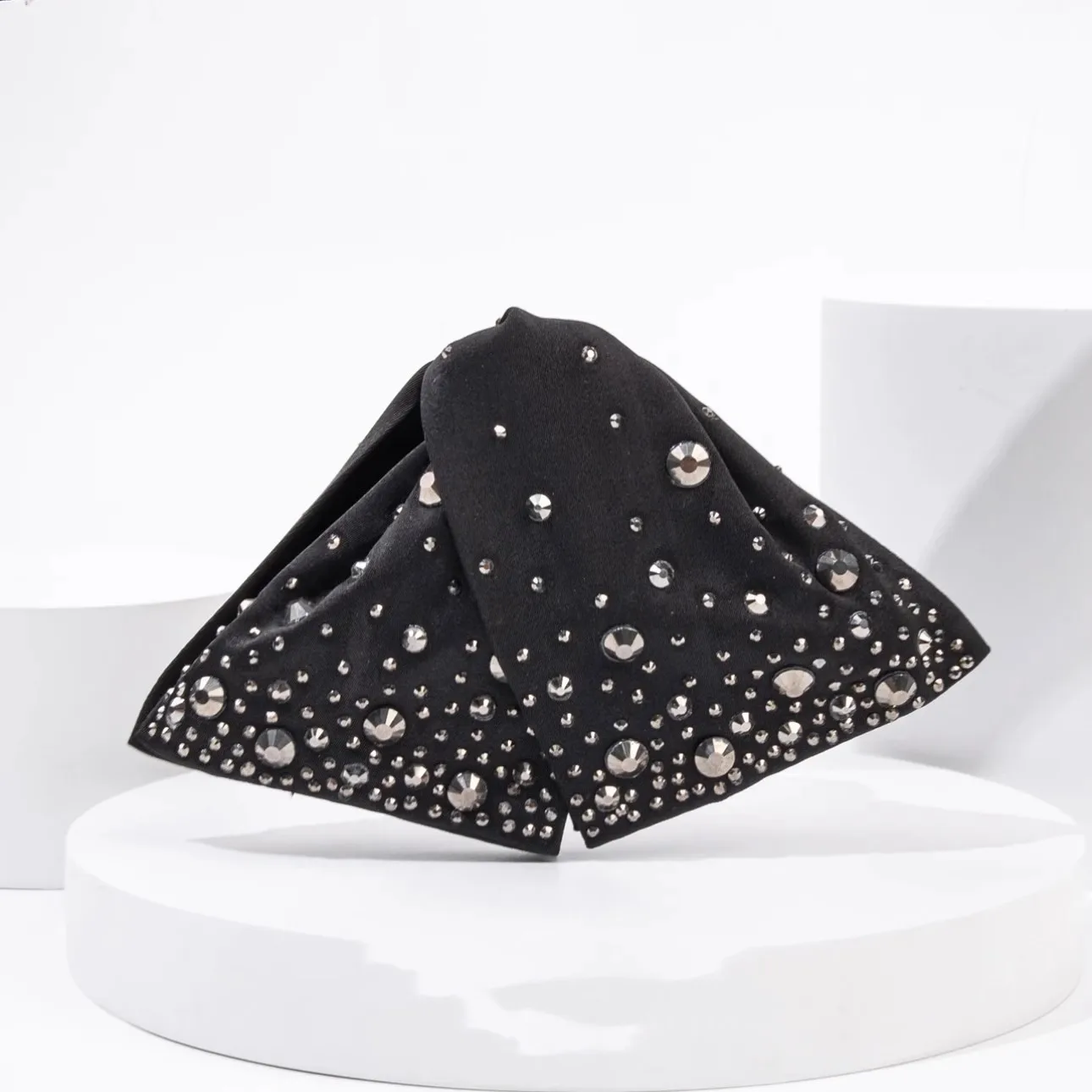 مشبك شعر كوري أنيق على شكل مثلث مرصع بالنجوم للنساء، مشبك ذيل حصان كلاسيكي خلفي من الرأس للنساء #1