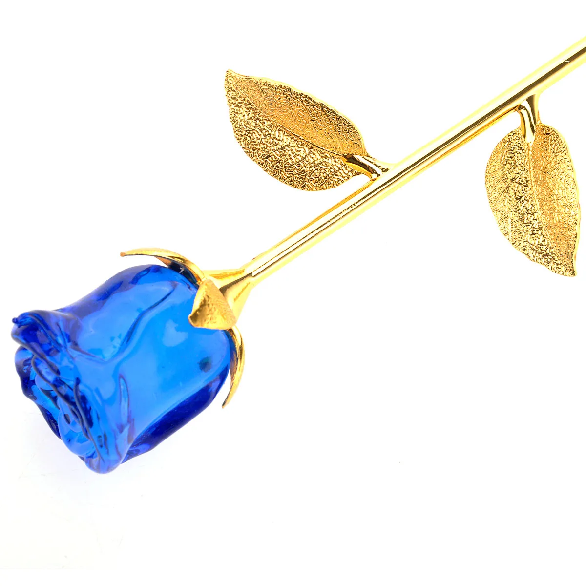 

Romantic Long Stem Crystal Rose Flower Size L Blue Never Fade Valentine Wedding Gift Crystal Rose Flower
