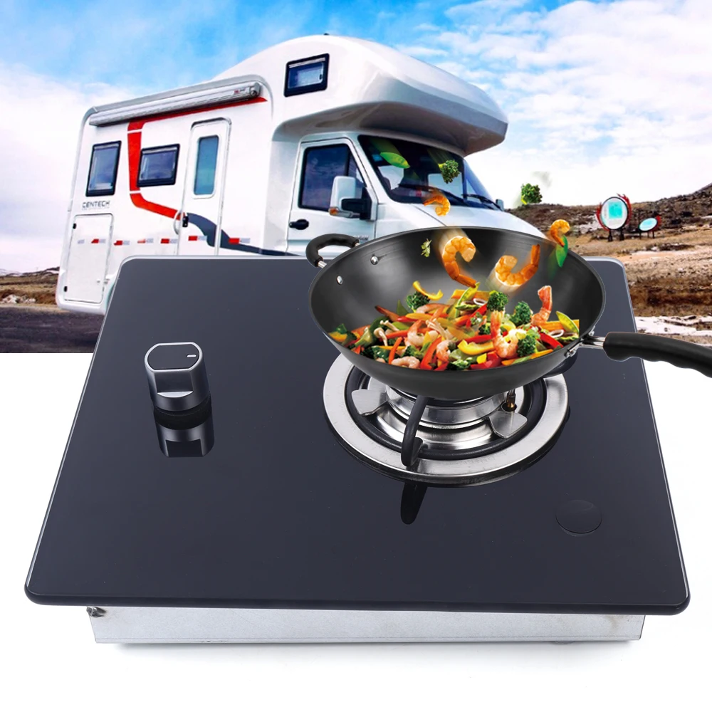 

290*325*70mm Camper RV LPG Gas Stove Hob with 8mm Thick Tempered Glass-Built in 1 Gas Burner