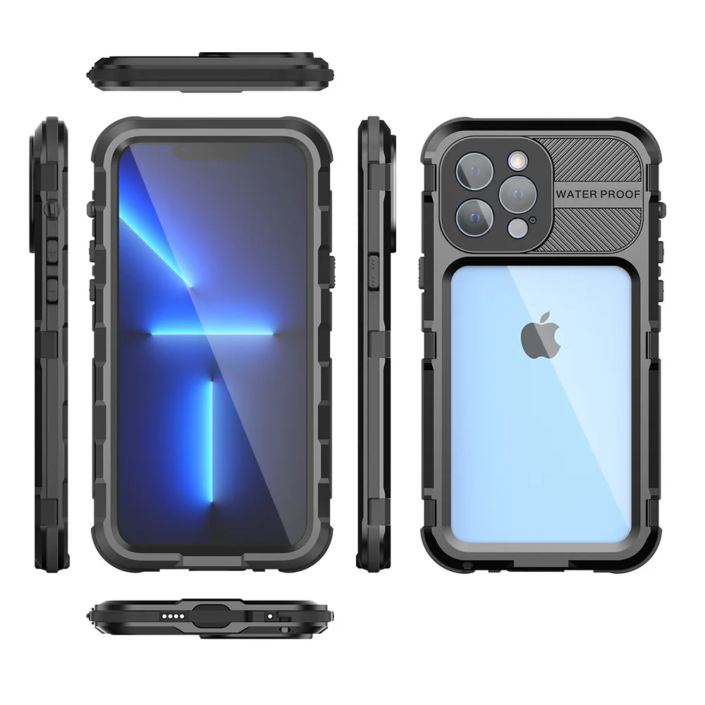 Heavy Duty Protection Armor Metal Phone Cases For Apple Iphone 13 Pro Max Fully Wrapped Silicagel Shockproof Cover Case