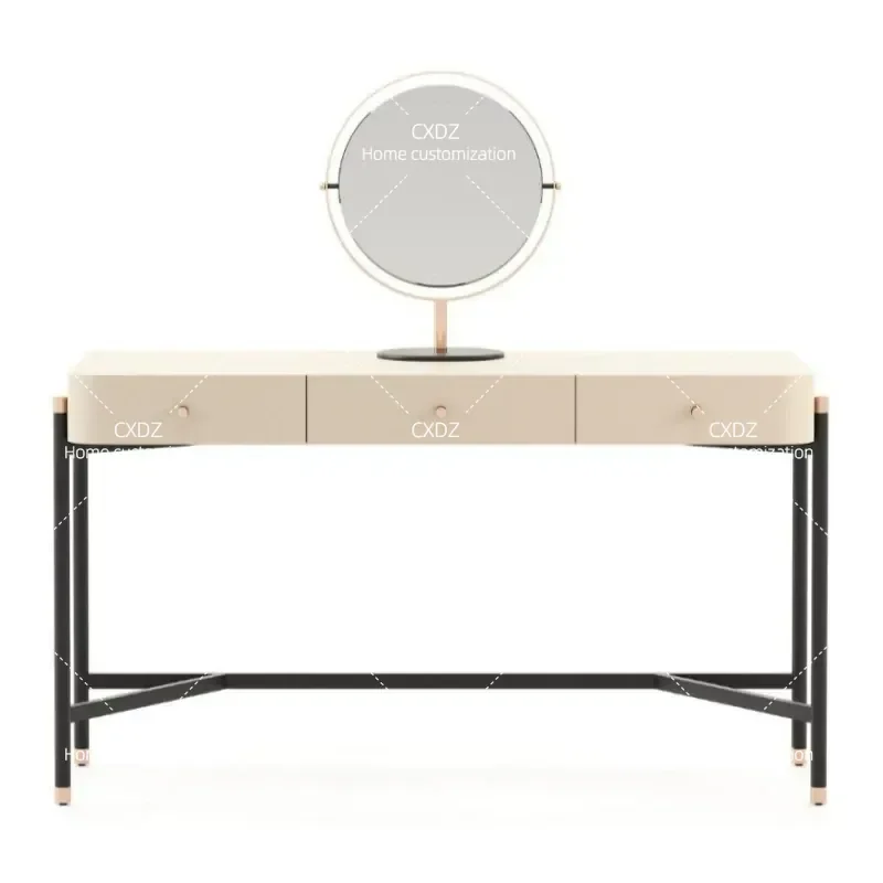 Light Luxury Painted Solid Wood Dressing Table with Storage for Bedroom Hotel B&B Modern Vanity Desk Makeup Station