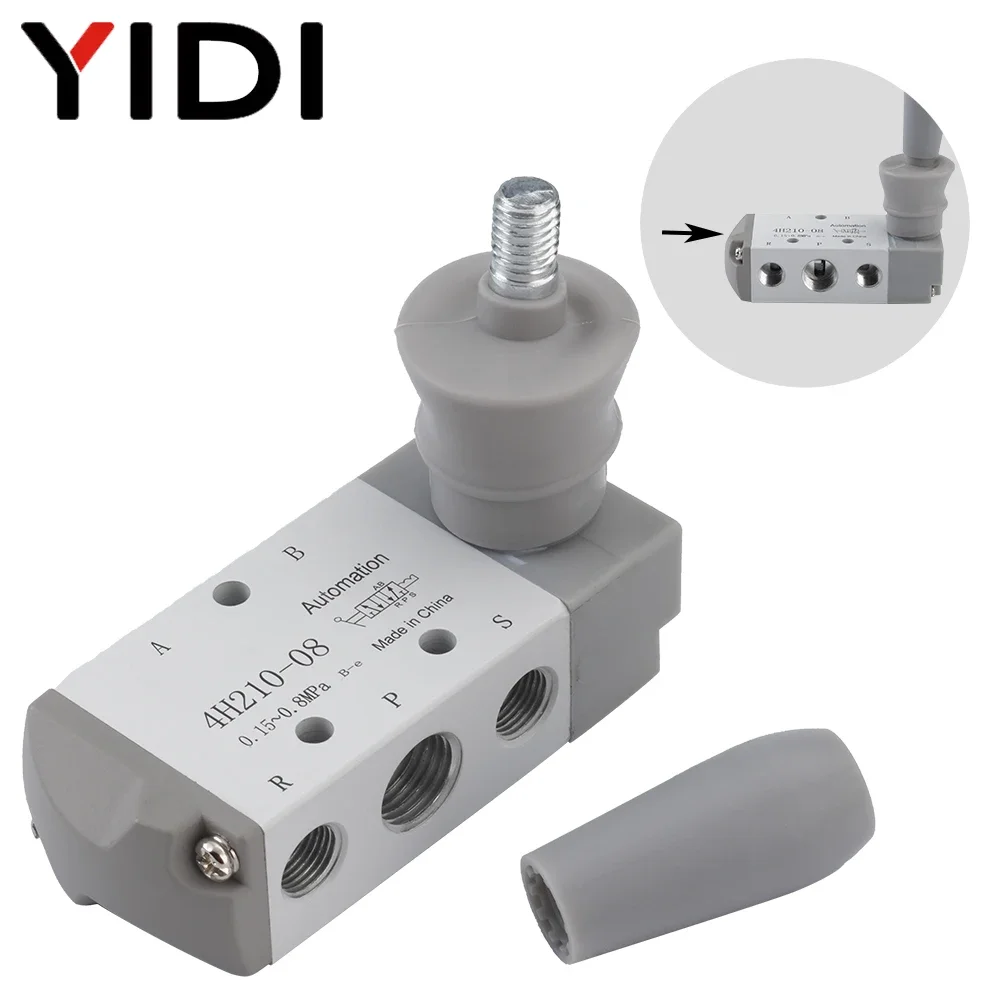 YIDI 4H21008 Parte pneumatica Valvola manuale 4H210-08 Controller Compressore d'aria compressa Kit di raccordi per interruttori a 5 vie e 2 porte