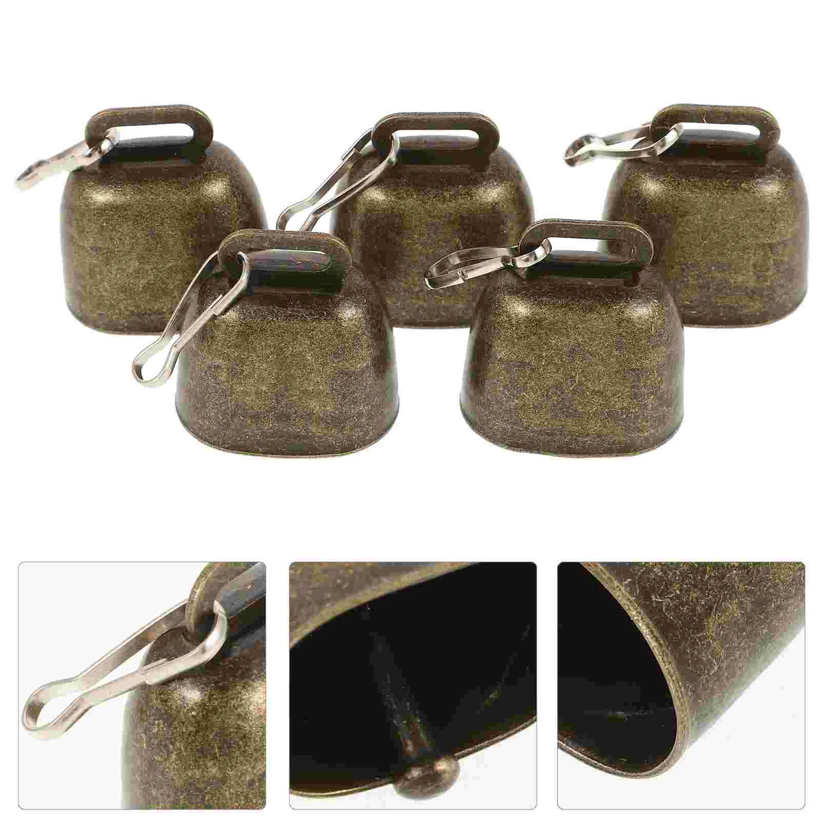 

5 Pcs Cow Bell Ringing Bells Ornament Mini Small Decorations Cowbell Metal Hanging Sheep