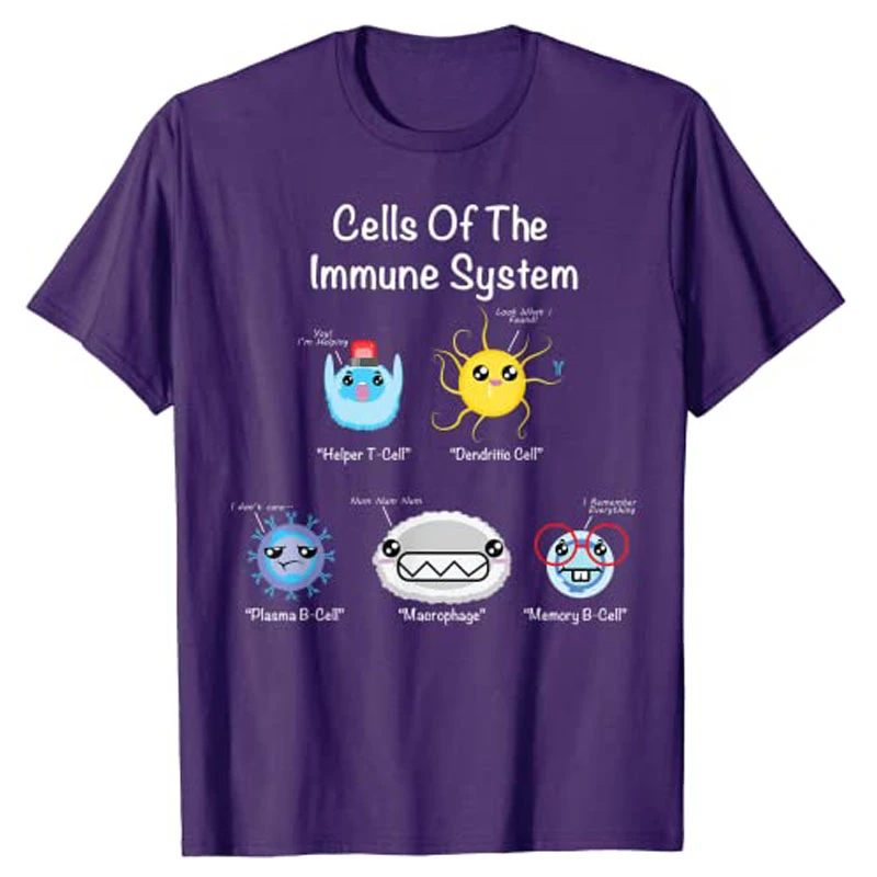 Customized Products Humor Funny Graphic Tee Tops Immune System Cells Biology Cell Science Humor Immunologist T-Shirt heavyweight