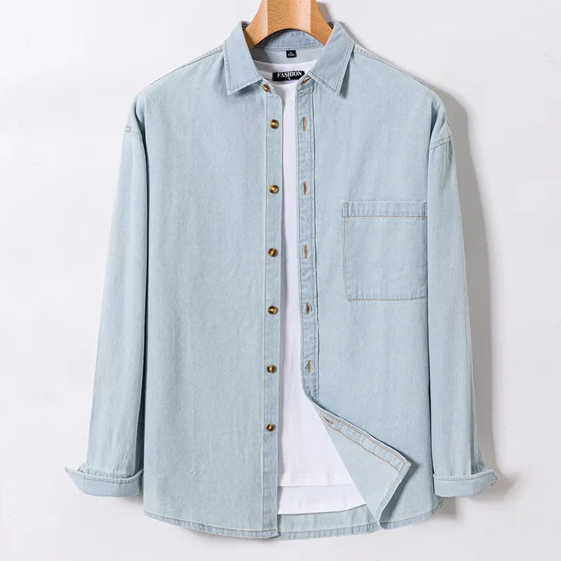 2026 Denim Pure Cotton Long-Sleeve With Pocket Design Shirt Classic Fashion Embroider Comfortable Clothes