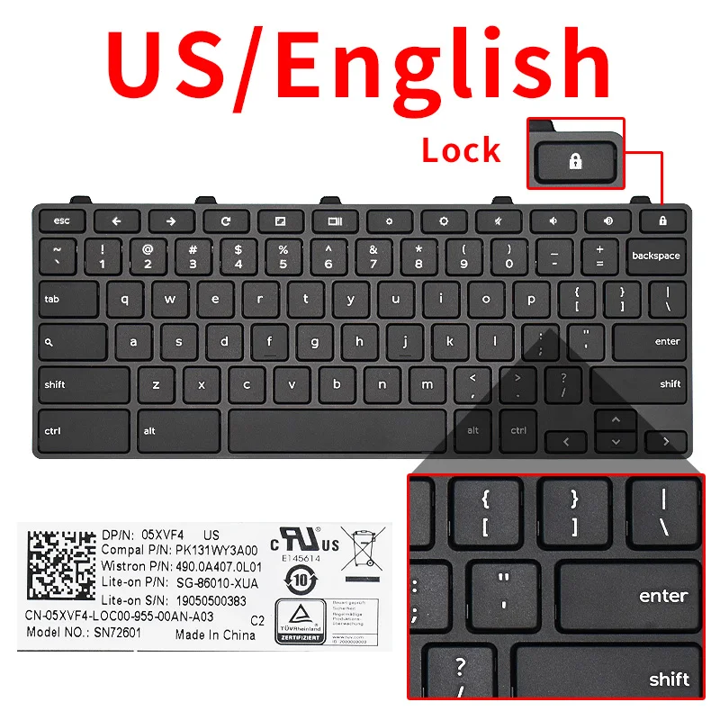 Neues Original für Dell Latitude 3180 3181 3189 3190 3300 3310 3380 Serie Laptop eingebaute Tastatur wvpk0 0 k47j pk131ww4a14