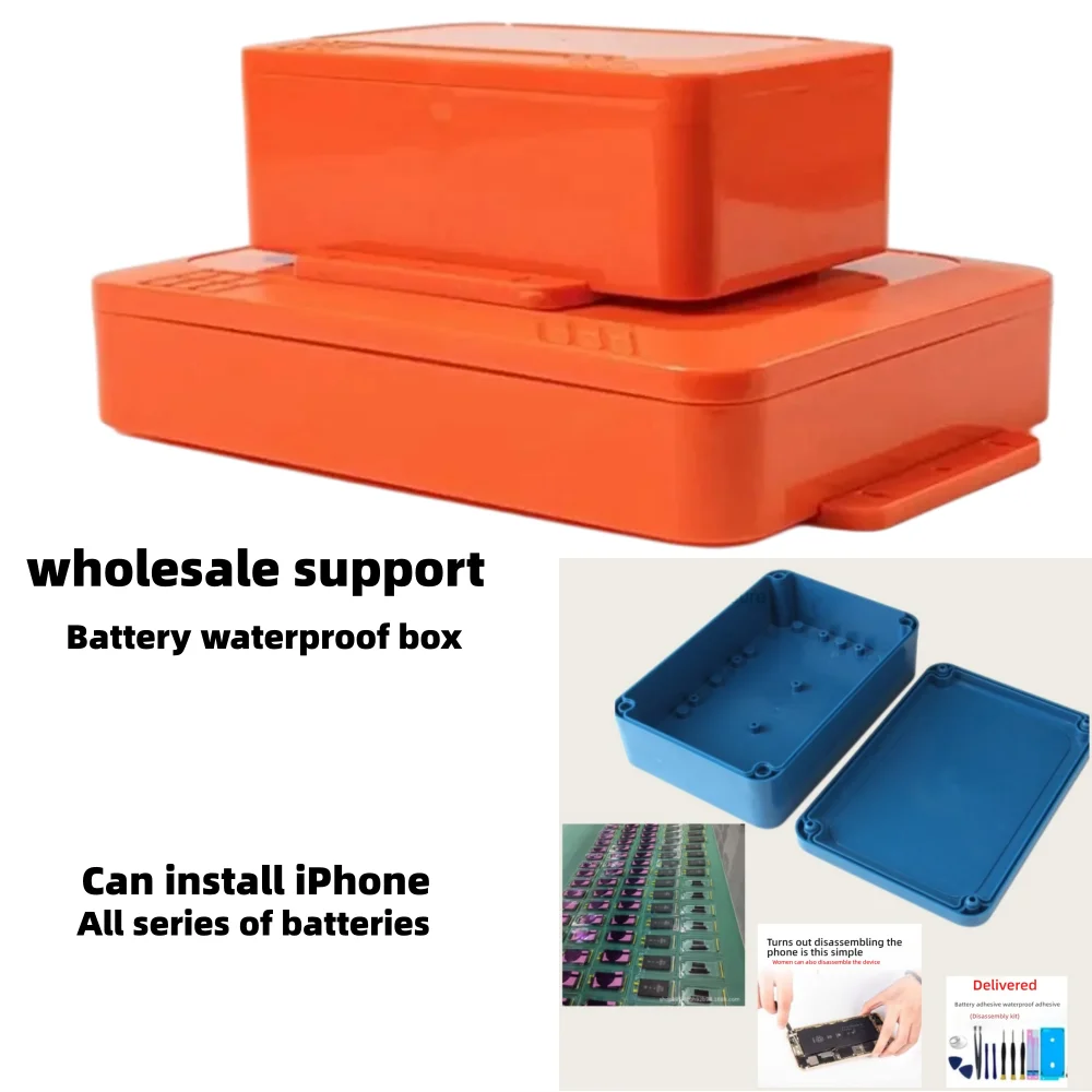 IP65 Waterproof Junction Box Orange ABS Plastic Enclosure For Outdoor CCTV To Cover Lithium Battery With Installation Ears