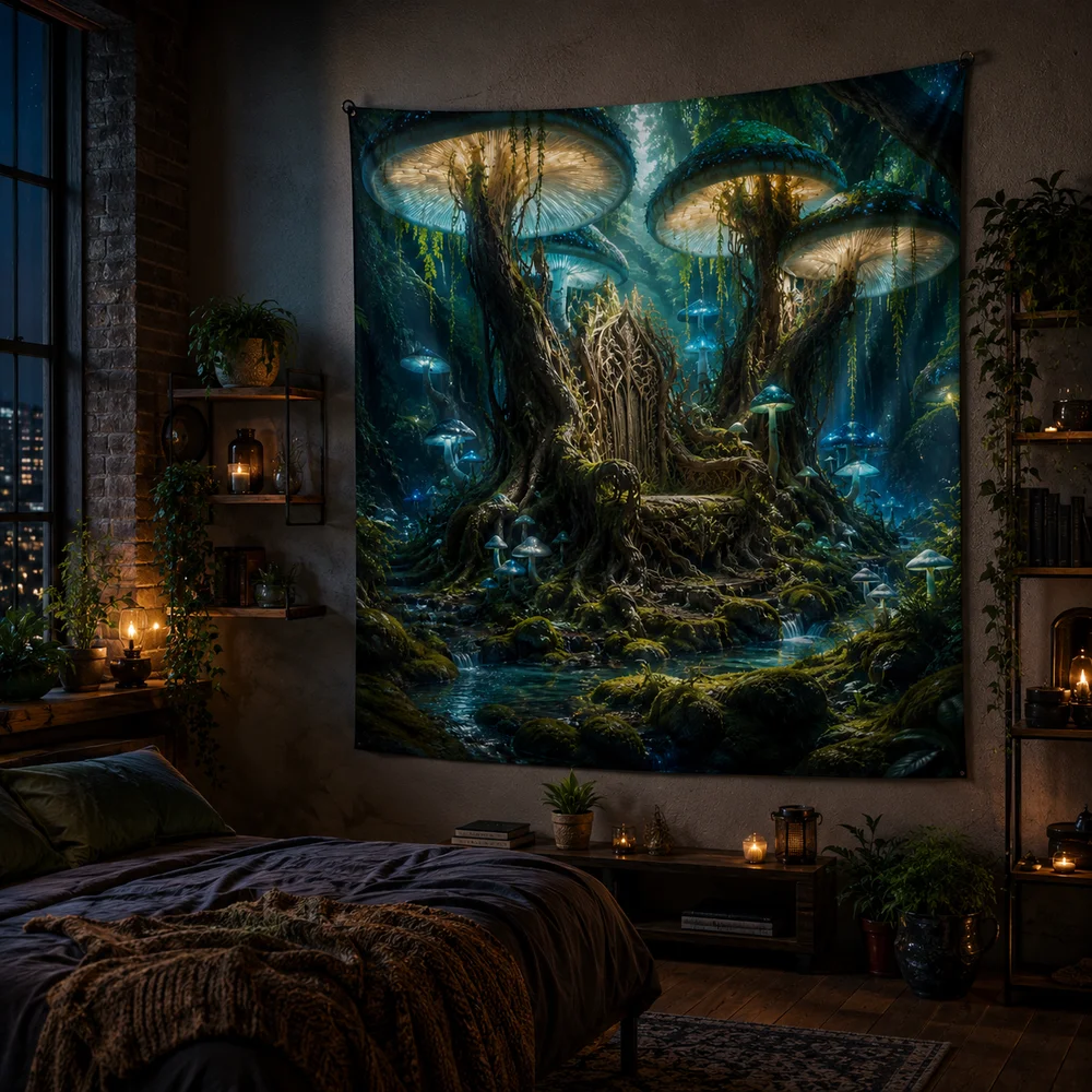 Nature Trail Tapestry – Serene Forest View, Large Wall Art for Home, Dorm Decoration