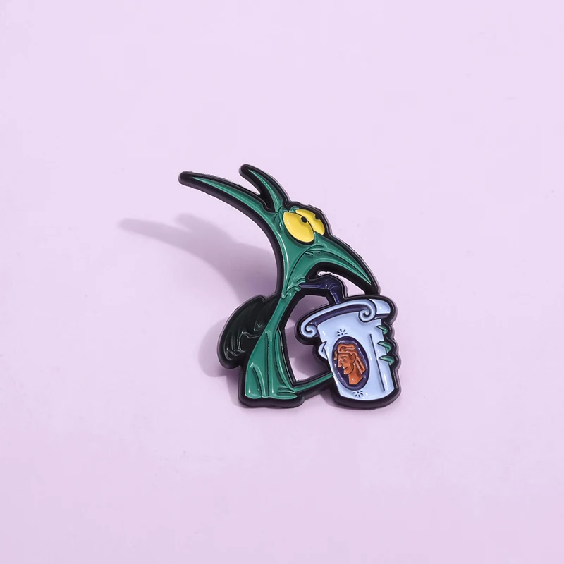 Hercules Panic Drinking Soda Enamel Pins Cartoon Animal Brooches Lapel Badges Clothes Backpack Jewelry Gift for Kids Friends