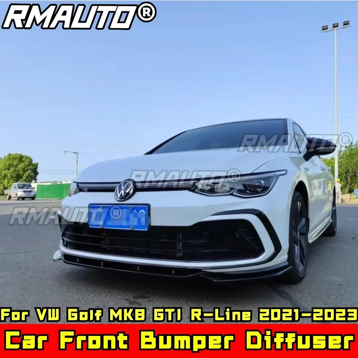 

Для VW Golf MK8 GTI R-Line 2021-2023 комплект кузова, спойлер переднего бампера, вид из углеродного волокна, разделитель переднего бампера, автомобильные аксессуары