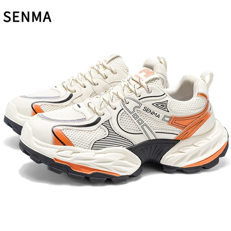 أحذية SENMA الرجالية مصممة للأب، أحذية رياضية كاجوال شبكية قابلة للتنفس، أحذية رياضية مكتنزة للرجال، أحذية ركض خارجية سميكة القاع
