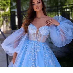 Customize Sexy Illusion Tulle Strapless Off Shoulder Floor-Length Court Train Prom Dress Evening Party Dress Made for the Ladies