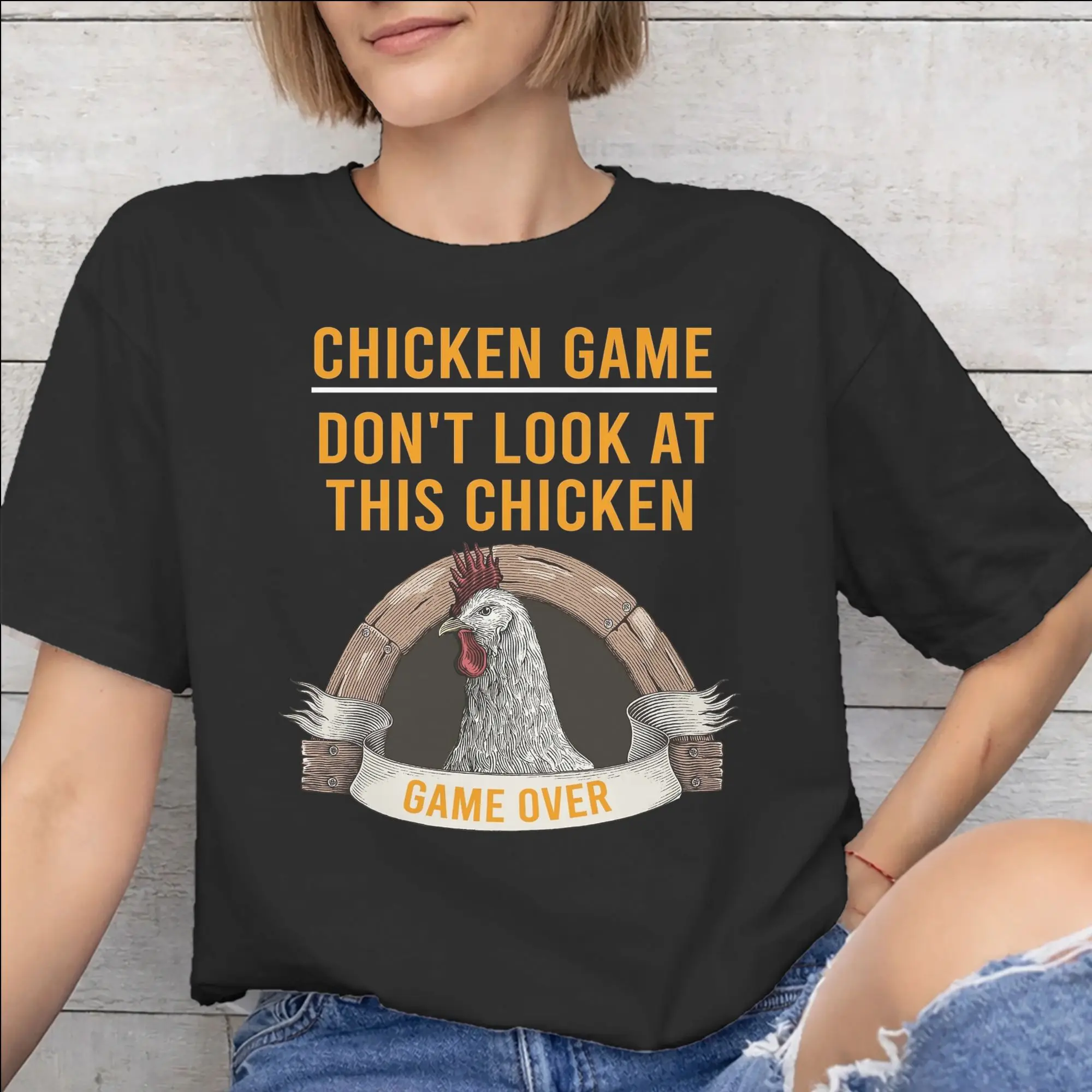 Chicken Game Dont Look At The Chicken Apparel Unisex T Shirt Cotton Tee New Arrival  Tops T-shirt