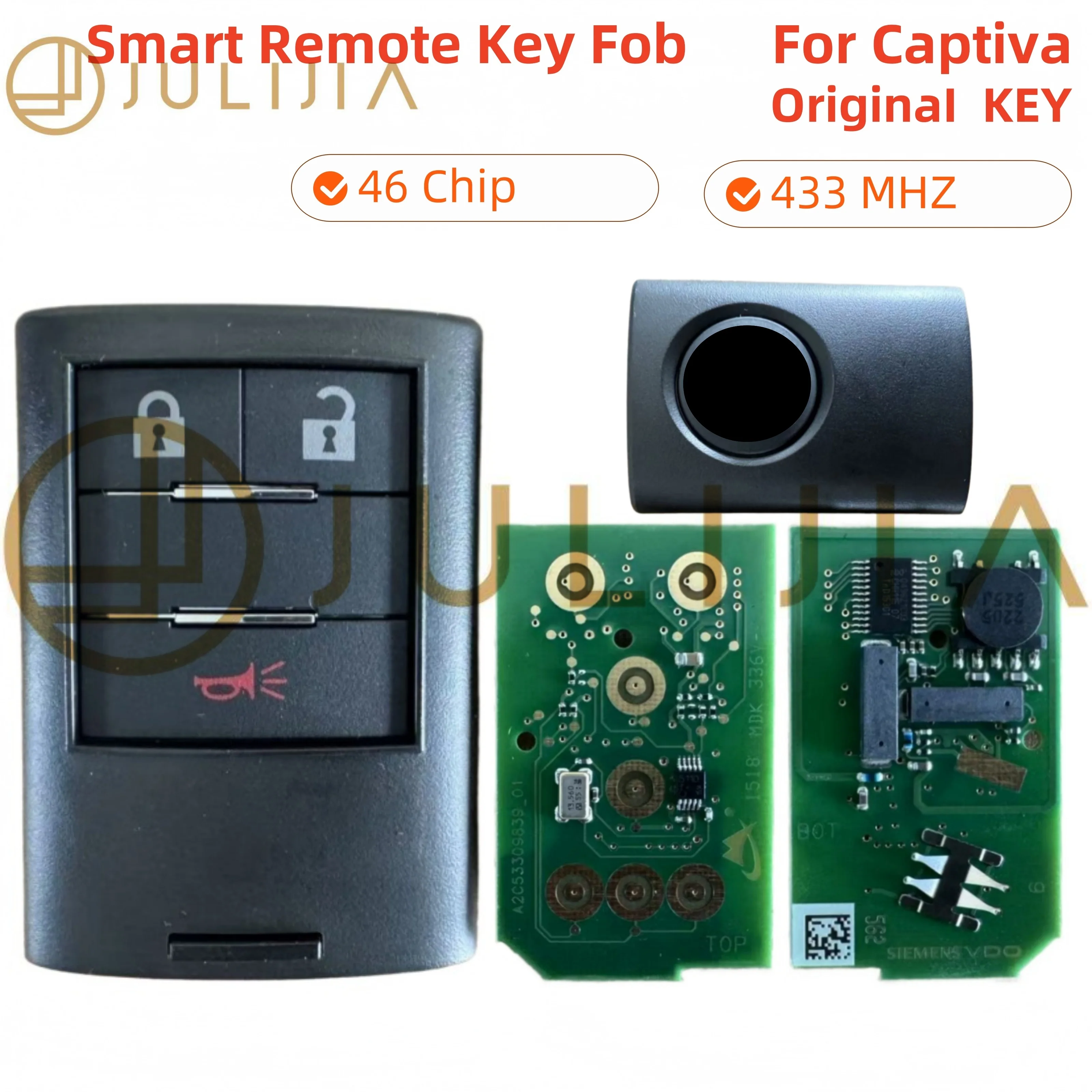 Для оригинального ключа без ключа PCF7952 46 чип Chevrolet Captiva 2014-2016 смарт-пульт дистанционного управления 3 кнопки 434 МГц OEM FCCID номер 95372090