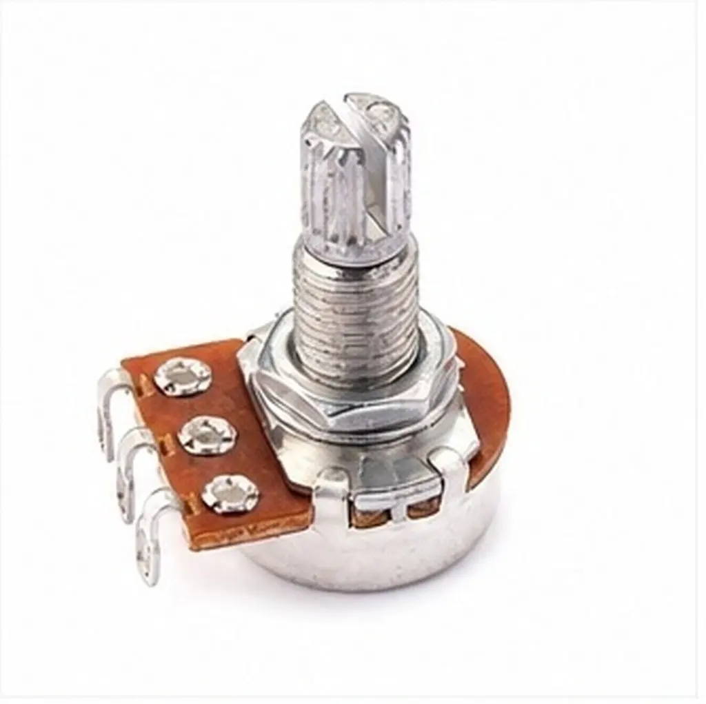 A100k Audio Log Taper Guitar Volume Potentiometer with Mini Split Shaft and Curved Knurled Knob