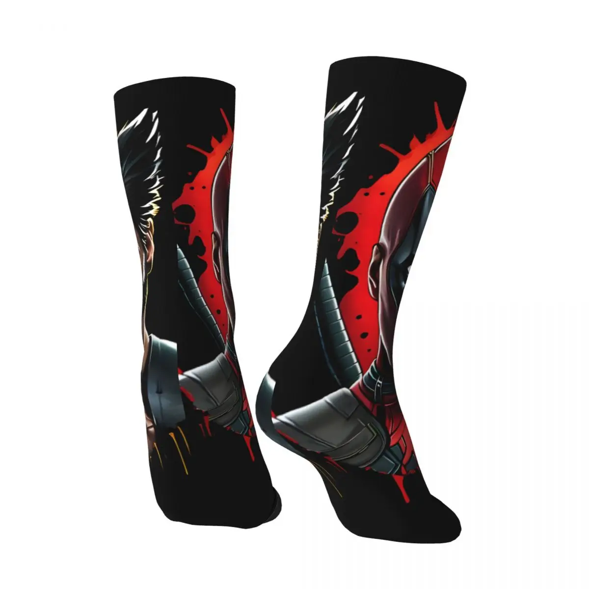 Happy Funny Men's compression Socks Popular Movies Retro Harajuku Deadpool & Wolverine Hip Hop Novelty Seamless Crew Crazy Sock