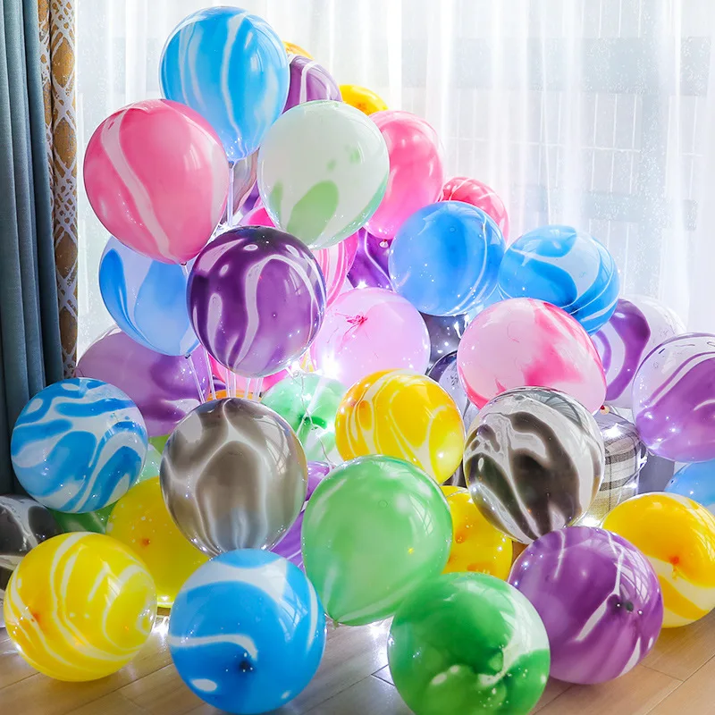 Ballons Colorés en Latex et Agate Marbrée de 10 Pouces, Décoration de Convocation de Mariage, ixPréChristophe et d'Anniversaire, 10/20/30/100 Pièces