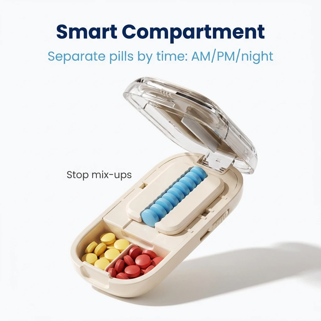 

Портативный маленький контейнер для лекарств на два приема в день, герметичный, влагонепроницаемый, на семь дней в неделю, для хранения и переноски медикаментов, с функцией порционной упаковки
