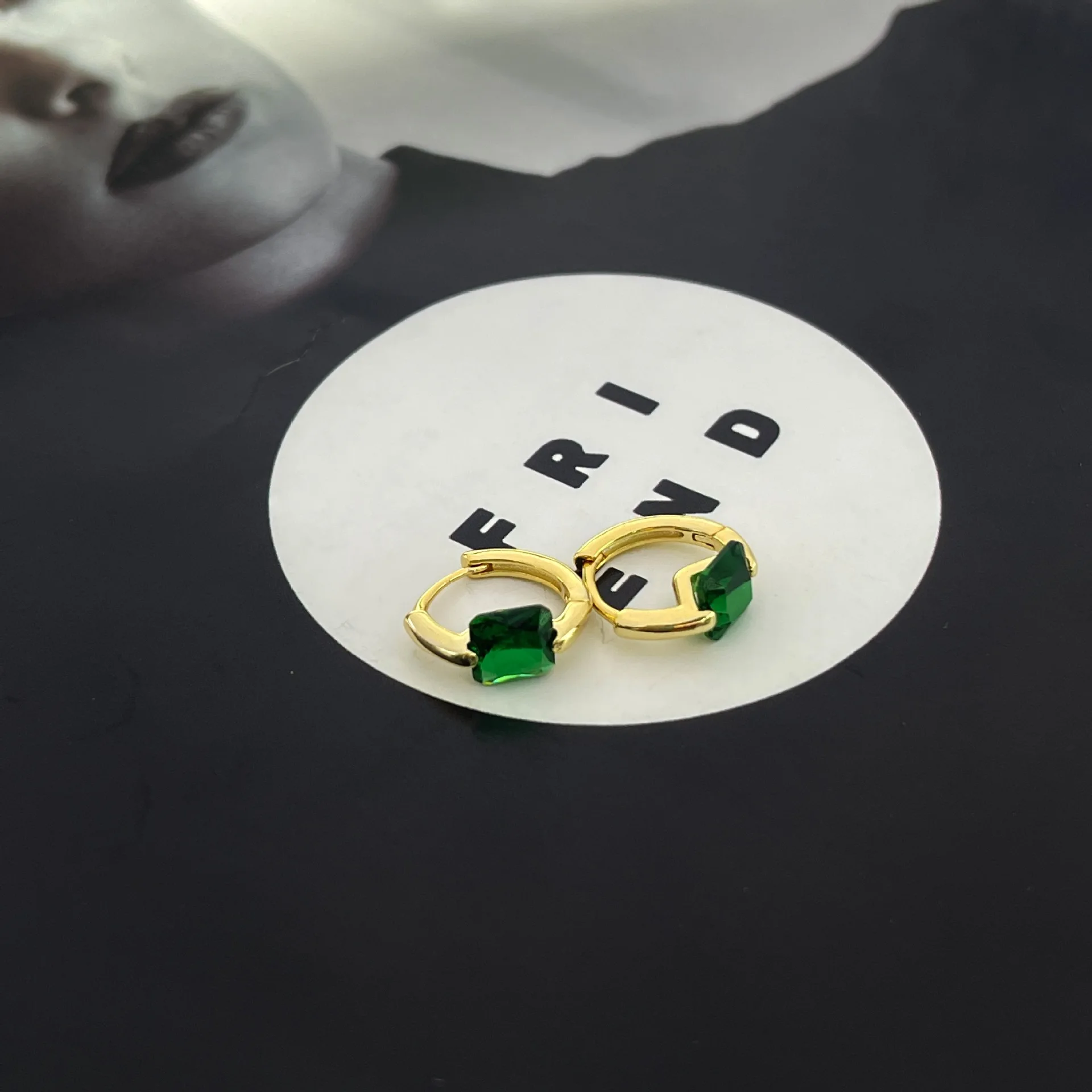 Fashion circular colored square gemstone earrings for women light luxury geometric simplicity hoop earring banquet jewelry gifts