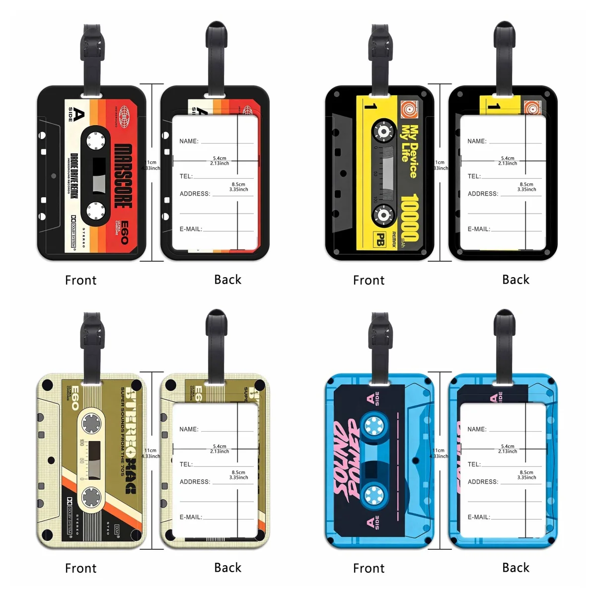 Vintage Cassette Tape Luggage Tags Suitcase ID Address Name Holder Baggage Tag Travel Boarding Portable Suitcase Accessories
