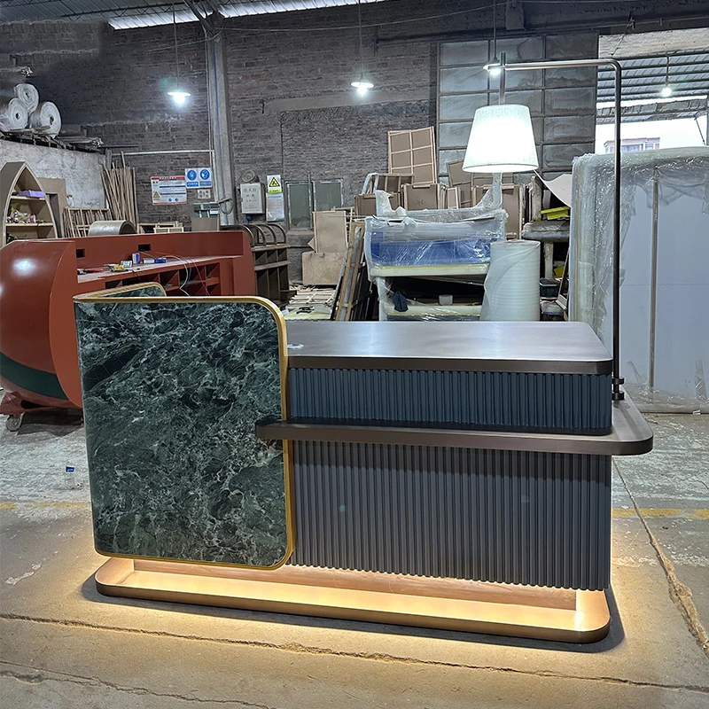Hair Salon Reception Desk Simple Custom Luxury Professional Bar Counter Beauty Salon Resepsiyon Masası Commercial Furniture