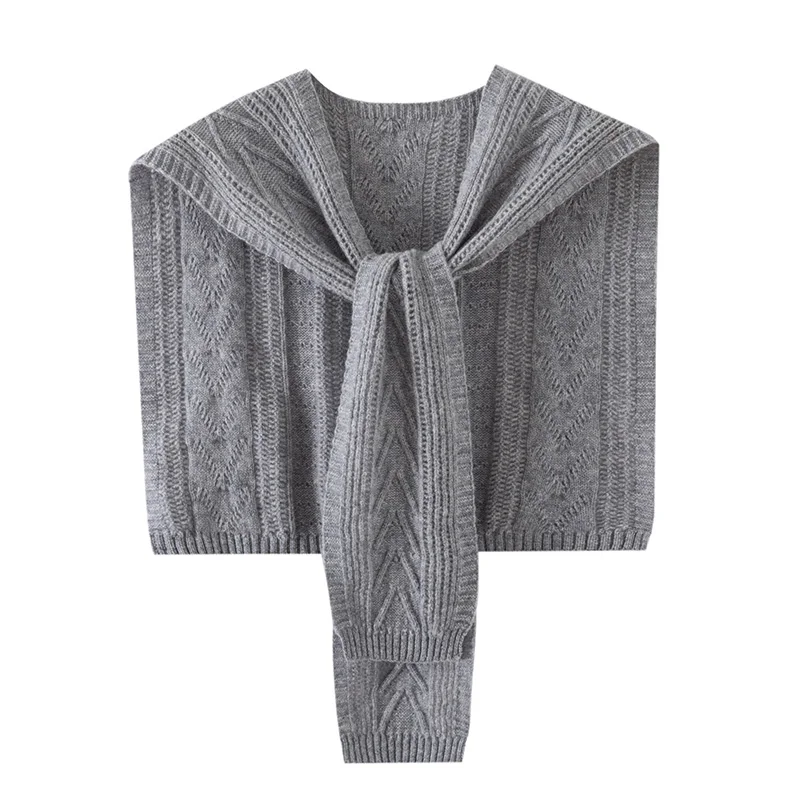 DjzDsm 100% Merino Wool Knitted Shawl For Women Spring Autumn Simple Style Solid Soft Knitwear Korean Popular Cappa Fashion Top