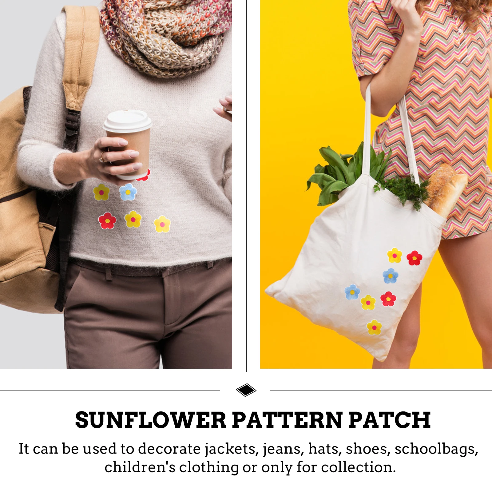 

15pcs Embroidery Patches Cloth Fabric Sunflower Pattern Decorative DIY Sew On for Jackets Hats Jeans Schoolbags Children's