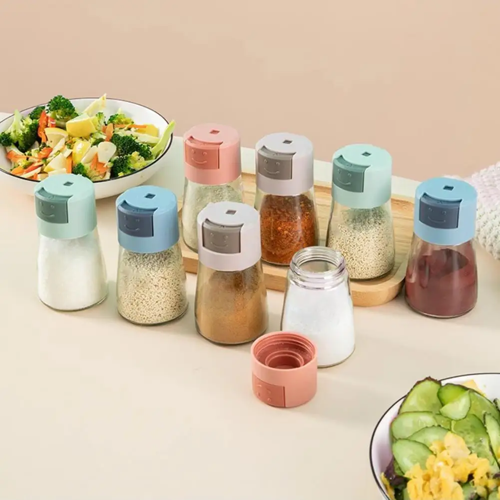 Salt Dispenser 180 Ml Seasoning Jar Transparent Leakproof Salt Pepper Shaker Condiment Storage Jar Food Grade Press Type