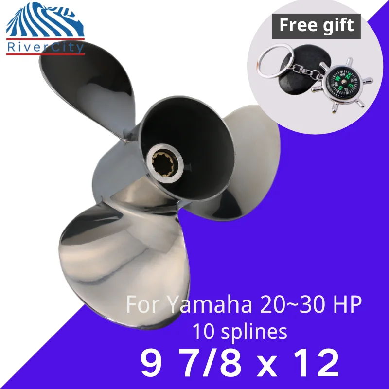

Outboard Propeller For Yamaha 20hp 25hp 30hp 9 7/8 x12 Boat Stainless Steel Screw 3 Blade 10 Spline Marine Engine