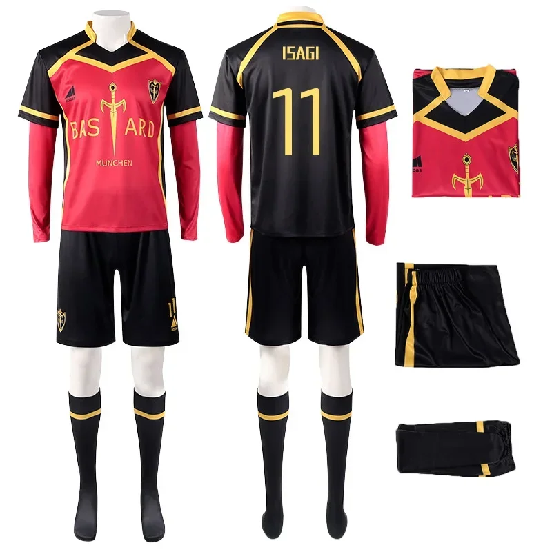 

Jersey Bastard Munchen Embroidery Football Uniform Anime Blue Lock Cosplay Kaiser Ness Isagi Kurona Hiori Cosplay Costume Wig