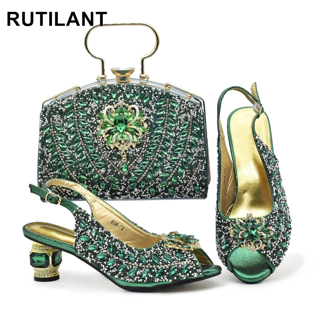 

Новые модные женские туфли и сумки в нигерийском стиле, украшенные искусственной обувью для женщин 2024, дизайнерские роскошные свадебные туфли для невесты