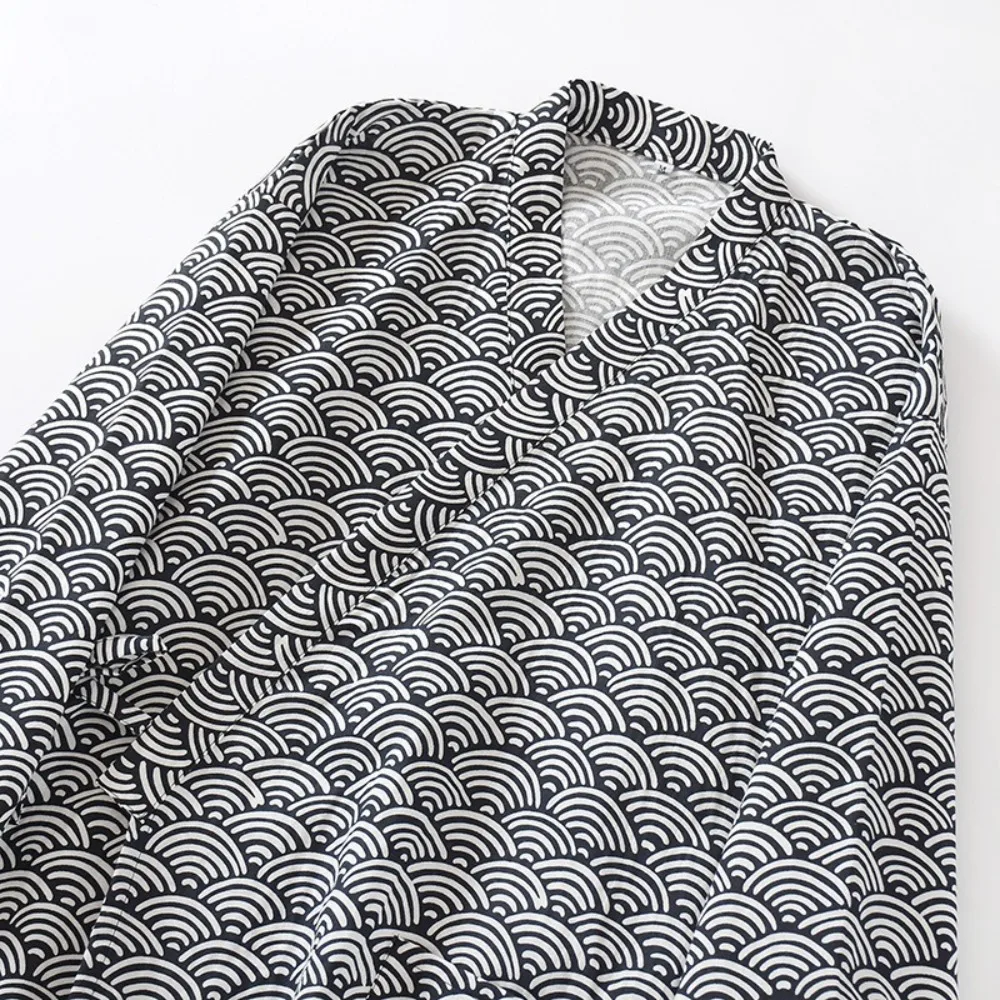 

Мужской халат-кимоно с V-образным вырезом, тонкий, с длинным рукавом, с принтом, свободный, с капюшоном, для дома и сна