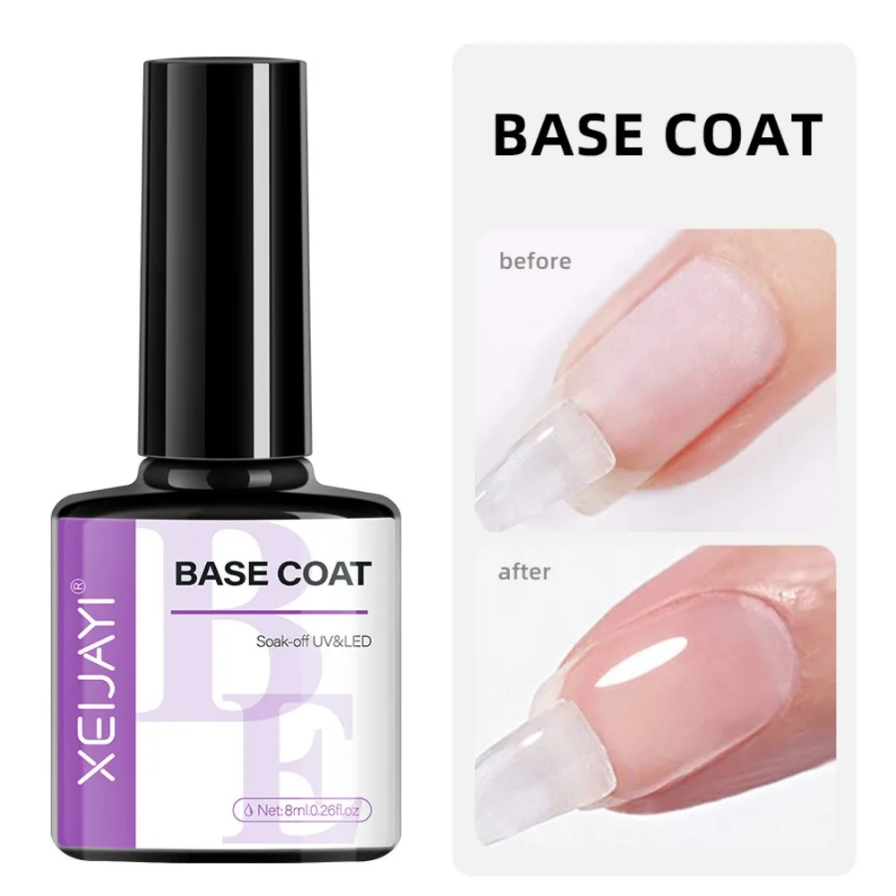 XEIJAYI Gel Nail Polish Clear Quick Dry Top Coat and Base Coat No Wipe Normal Nail Polish UV Semi-permanent Varnish Rubber Base