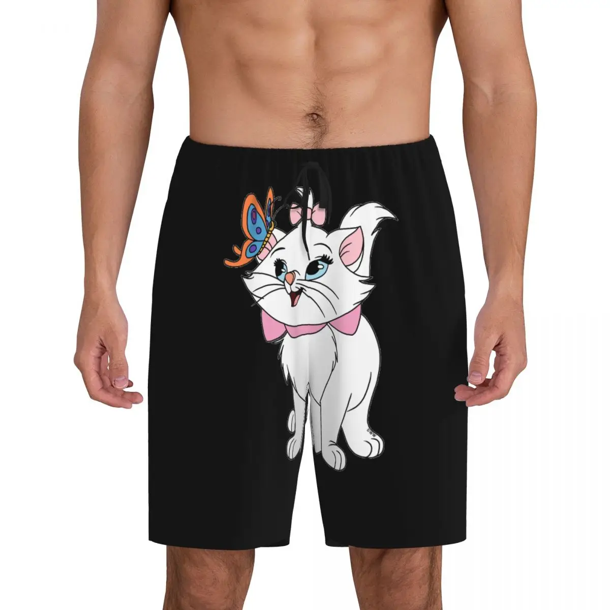 

Custom Printed Funny Marie Cat Pajama Shorts Men's Cartoon Cute Kitten Sleepwear Bottoms Sleep Short Pjs with Pockets