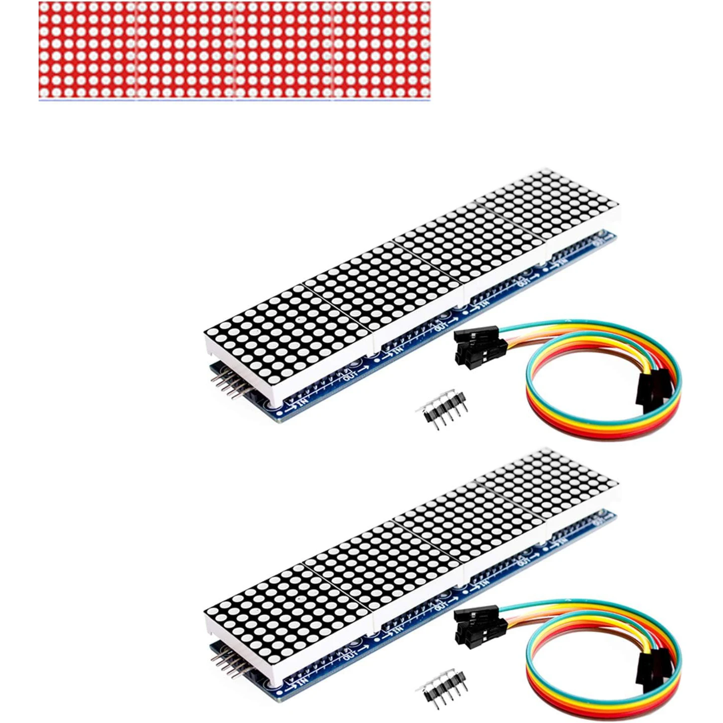 1pcs MAX7219 Dot Matrix Module Red Light 4 in 1 Display for Arduino Microcontroller with 5Pin Line Christmas Decoration DIY