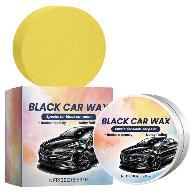 

100g Black Car Wax For Car Paint Care Waterproof Wax Renovation Polishing Protection Hydrophobic Coating with Waxing Sponge